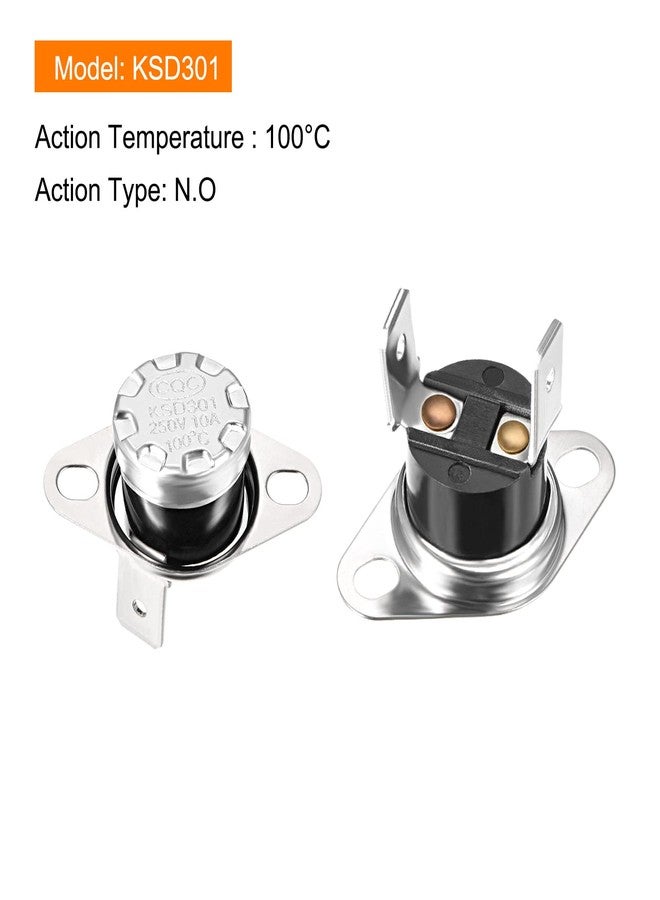 Rebower KSD301 Thermostat 100C NO Temperature Thermal Control Switch, [for Microwave Oven Refrigerators] - Normally Open/90C Angle/5pcs - Image 2